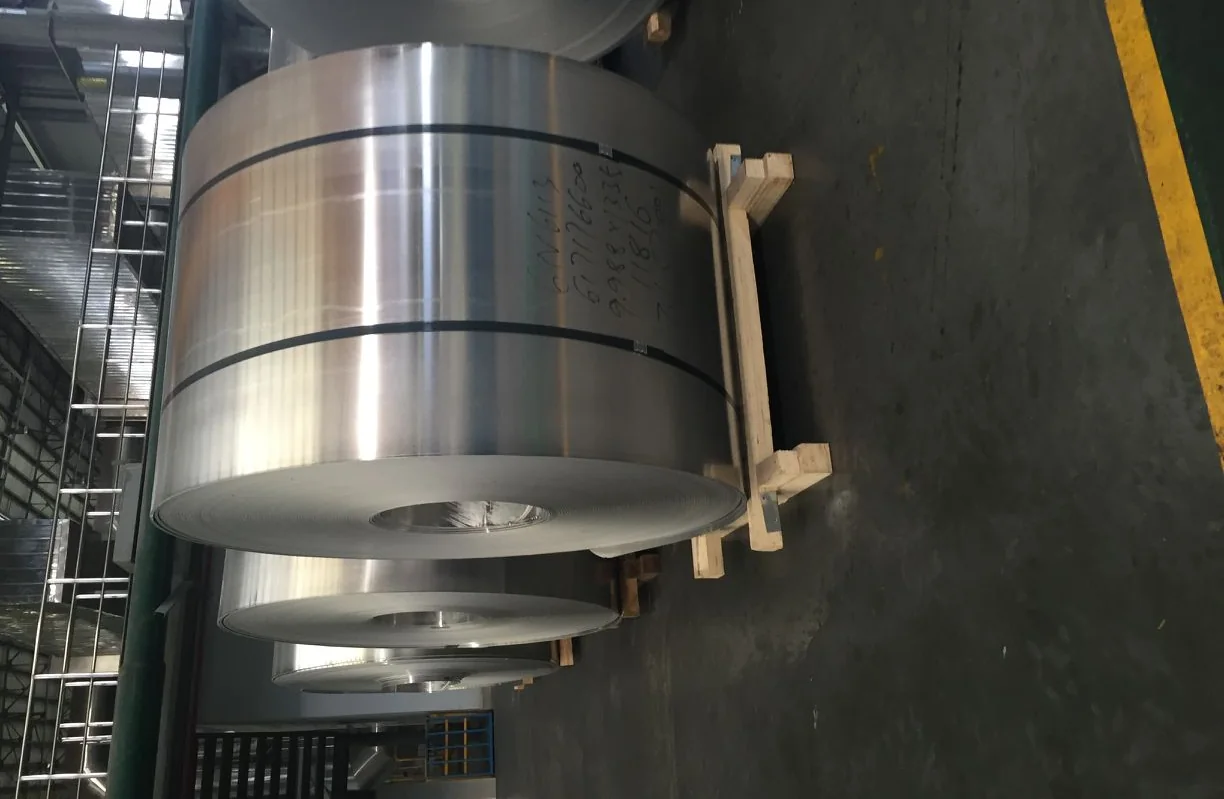 Aluminium coil stock in a mill yard